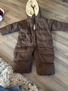 Baby Gap Toddler Brown Hooded Puffer Snowsuit